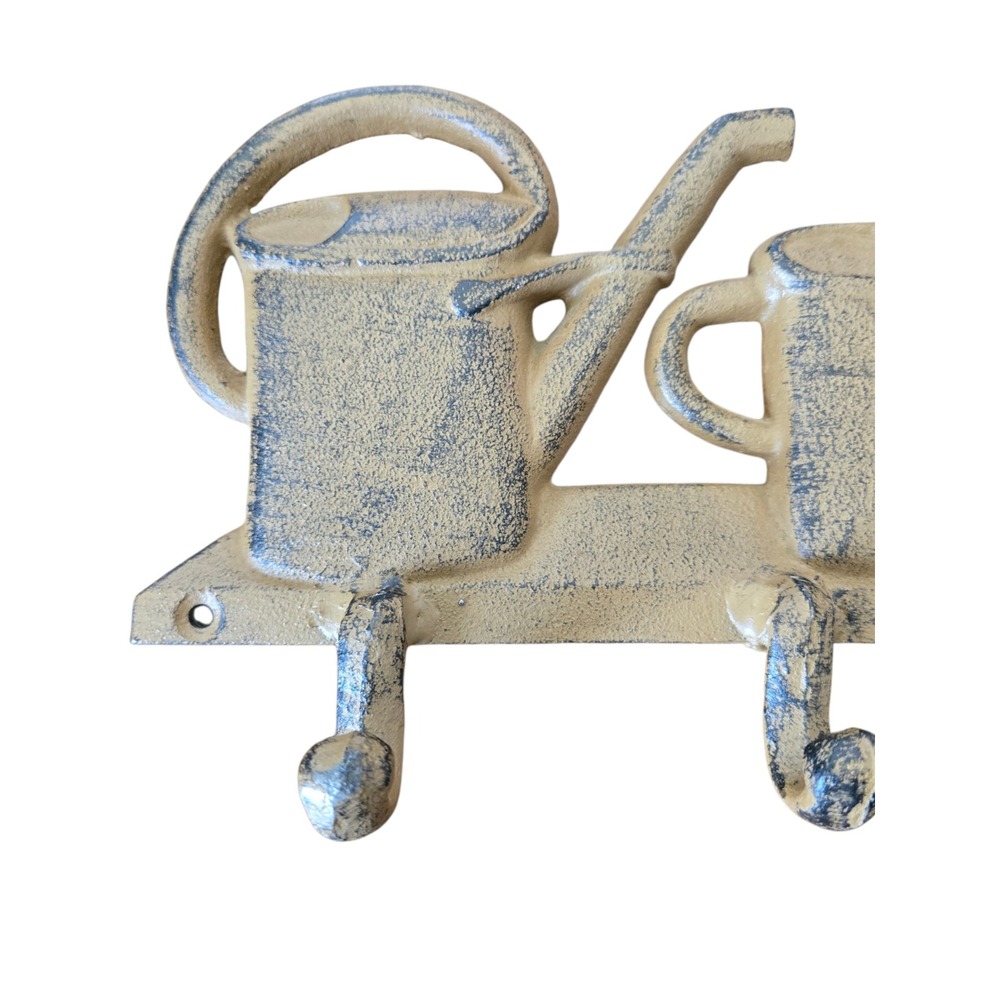 Vintage Style Cast Iron Watering Can Wall Hook Rack Farmhouse Garden Decor - Picture 5 of 8